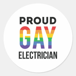 Proud Gay Electrician LGBTQ Pride Month Classic Round Sticker
