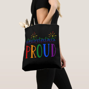 PROUD Gay Pride LGBT Fireworks Black Tote Bag