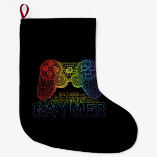 Proud Gaymer, Gay Pride Gaming Large Christmas Stocking