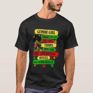 Proud Gemini Girl Melanin Zodiac Birthday Black Wo T-Shirt