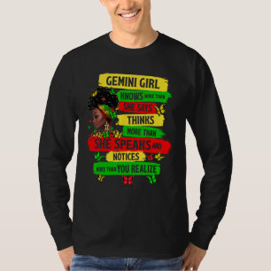 Proud Gemini Girl Melanin Zodiac Birthday Black Wo T-Shirt