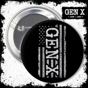 Proud Generation X Gen Xer American Flag Gen X 6 Cm Round Badge