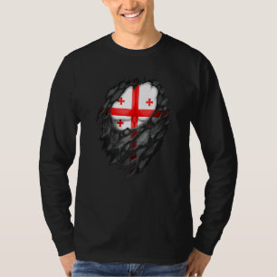 Proud Georgian Roots Heritage Torn Ripped Georgia T-Shirt