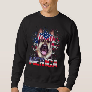 Proud German Shepherd American Flag Merica Dog Sweatshirt