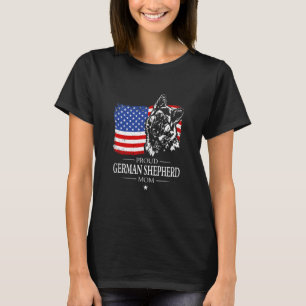 Proud German Shepherd Mum American Flag Patriotic  T-Shirt
