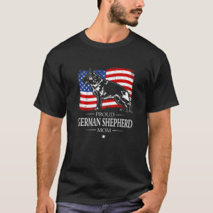 Proud German Shepherd Mum American Flag Patriotic T-Shirt