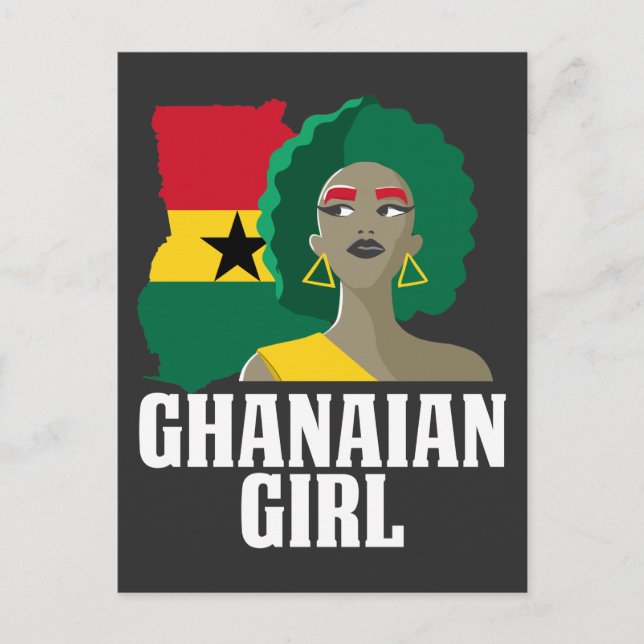 Proud Ghana Girl Flag West African Postcard (Front)