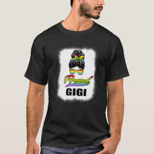 Proud Gigi Grandma Messy Bun Lgbt Rainbow Lgbtq Pr T-Shirt