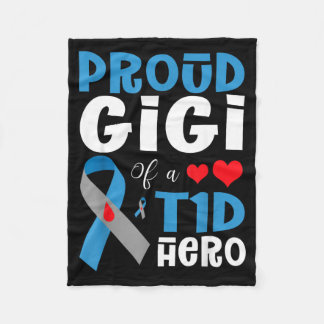 Proud Gigi Of A T1d Hero Type 1 Diabetes Awareness Fleece Blanket