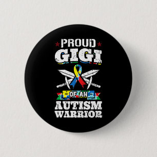 Proud Gigi Of An Autism Warrior Awareness Ribbon G 6 Cm Round Badge