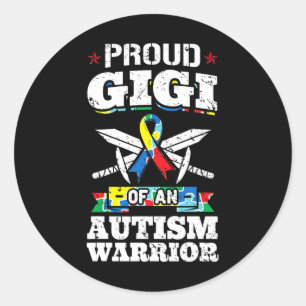 Proud Gigi Of An Autism Warrior Awareness Ribbon G Classic Round Sticker