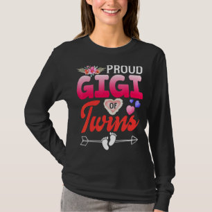 Proud Gigi Of Twins Floral Grandma Happy Mother's T-Shirt