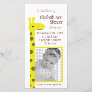 Proud Giraffe Baby announcement