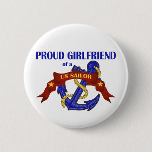 Proud Girlfriend of a US Sailor 6 Cm Round Badge