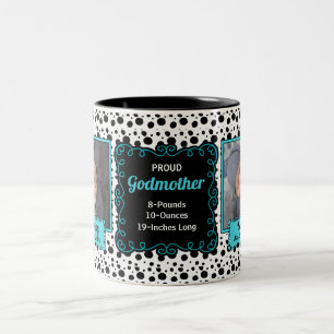 Proud Godmother Dalmatian Black and White Photo Two-Tone Coffee Mug