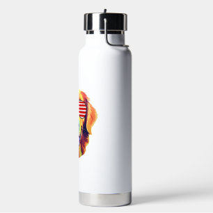 Proud Golden Retriever American Flag sunglasses Water Bottle