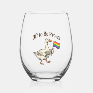 Proud Goose Pride Parade Vintage Shirt Design_1 Stemless Wine Glass