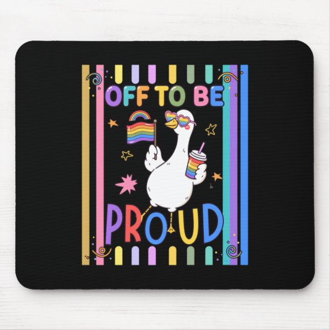 Proud Goose Rainbow Flag Fun Celebration Mouse Pad (Front)