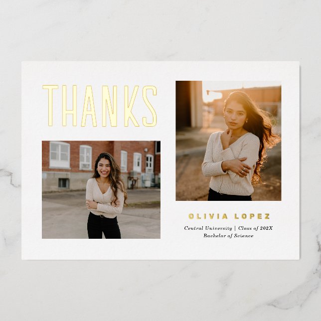 Proud Grad Graduation Thank You Photo Card (Front)