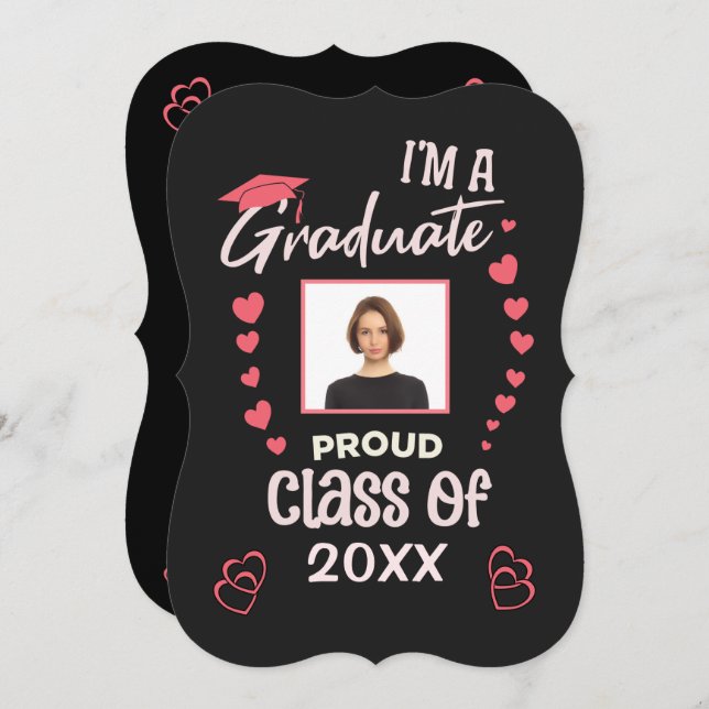 Proud Graduate Photo Graduation Party Fun  Invitation (Front/Back)