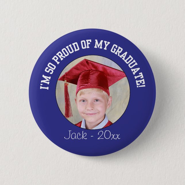Proud Graduation Button - Blue (Front)