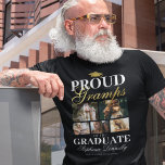 Proud Gramps of the Graduate T-Shirt<br><div class="desc">Showcase your pride and joy as your granchild graduates with our specially designed black & gold graduation ceremony t-shirts. These tailor-made pieces, complete with a classic grad mortarboard design, five personal photos, the bold statement 'proud gramps of the graduate', and personalised with your grandchild's name, place of study and class...</div>