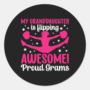 Proud Grams Of A Cheerleader Grams Cheer Grams Gra Classic Round Sticker