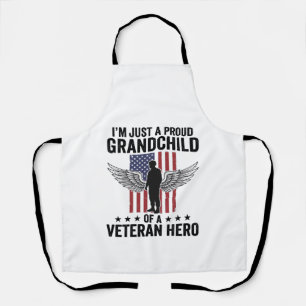 Proud Grandchild of a Veteran Hero Patriotic Desig Apron