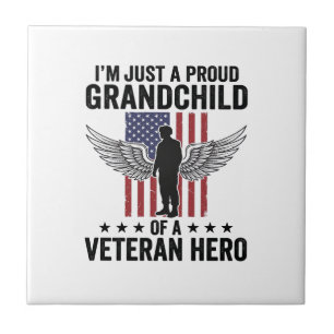Proud Grandchild of a Veteran Hero Patriotic Desig Ceramic Tile