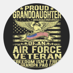 Proud granddaughter of air force veteran freedomPr Classic Round Sticker