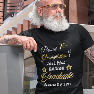 Proud Grandfather of Graduate Name Graduation T-Shirt