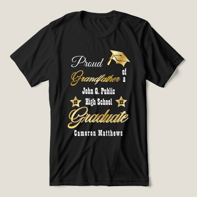 Proud Grandfather of Graduate Name Graduation Tri-Blend Shirt (Design Front)