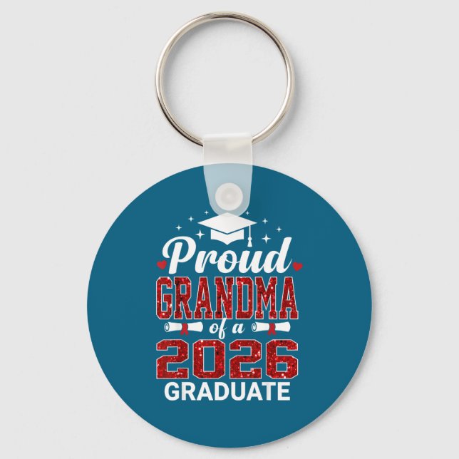 Proud Grandma 2026 Graduate Class Key Ring (Front)