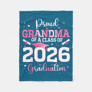 Proud Grandma 2026 Senior Class Design Fleece Blanket