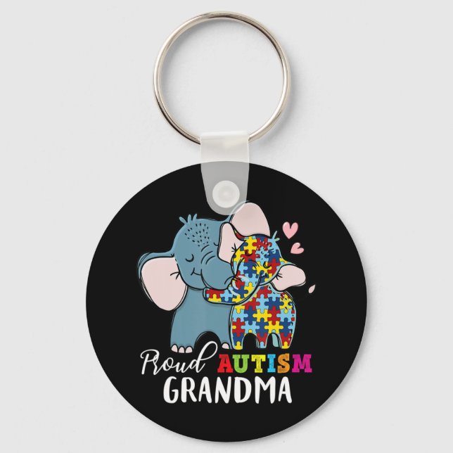 Proud Grandma Autism Awareness Family Matching Shi Key Ring (Front)