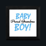 Proud Grandma Baby Boy Gifts Gift Box<br><div class="desc">Blue and black text design Proud Grandma of a Baby Boy keepsake boxes,  tiles,  ornaments,  notebooks,  pitchers,  mugs,  cards,  stickers,  magnets,  mousepads,  and other Proud Grandma apparel and gift items.</div>