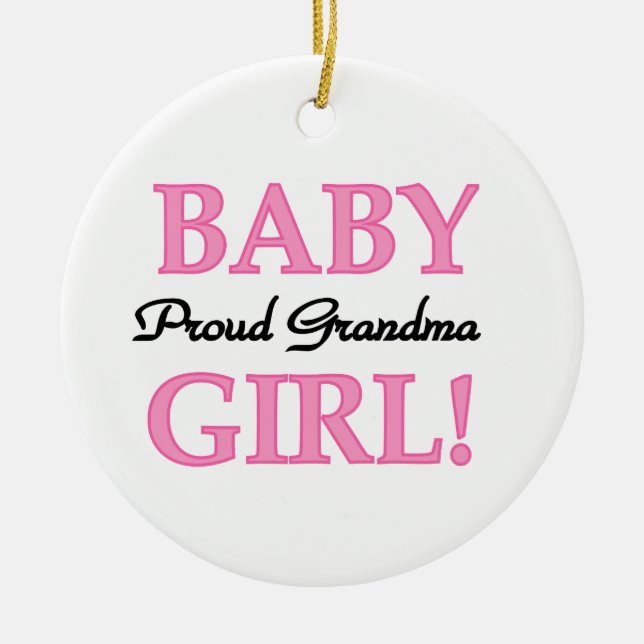 Proud Grandma Baby Girl Gifts Ceramic Tree Decoration (Front)