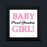 Proud Grandma Baby Girl Gifts Gift Box<br><div class="desc">Proud Grandma of a Baby Girl keepsake boxes,  tiles,  ornaments,  notebooks,  mugs,  cards,  stickers,  tote bags,  magnets,  keychains,  and other proud grandma apparel and gift items with pink and black text.</div>