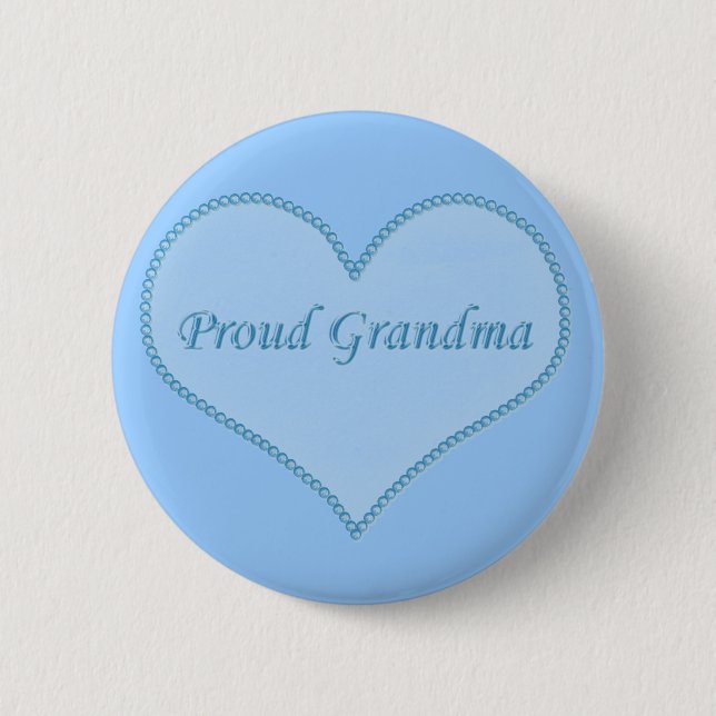 Proud Grandma Button, Blue 6 Cm Round Badge (Front)