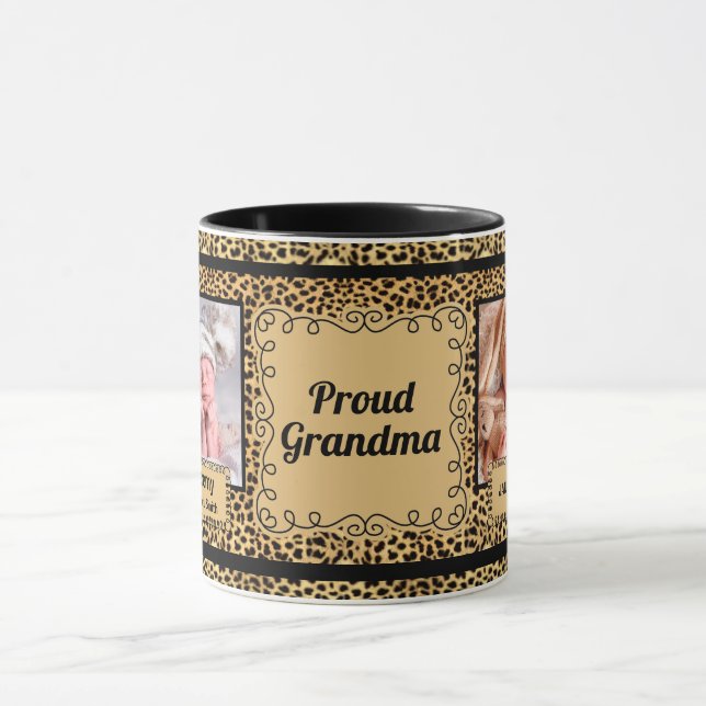 Proud Grandma Cheetah Print 2 Photo Mug (Center)