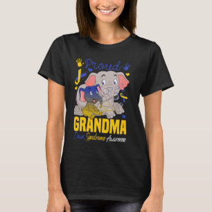 Proud Grandma Down Syndrome Elephant Yellow & Blue T-Shirt