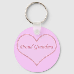 Proud Grandma Keychain, Pink Key Ring