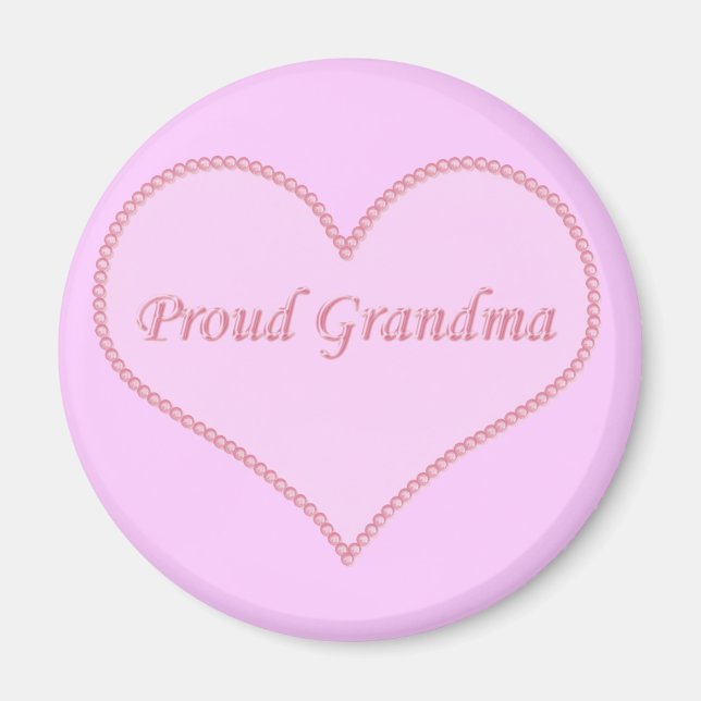 Proud Grandma Magnet, Pink Magnet (Front)