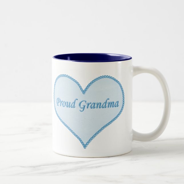 Proud Grandma Mug, Blue Two-Tone Coffee Mug (Right)