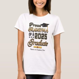 Proud Grandma of 2025 Graduate Grandson Black Gold T-Shirt