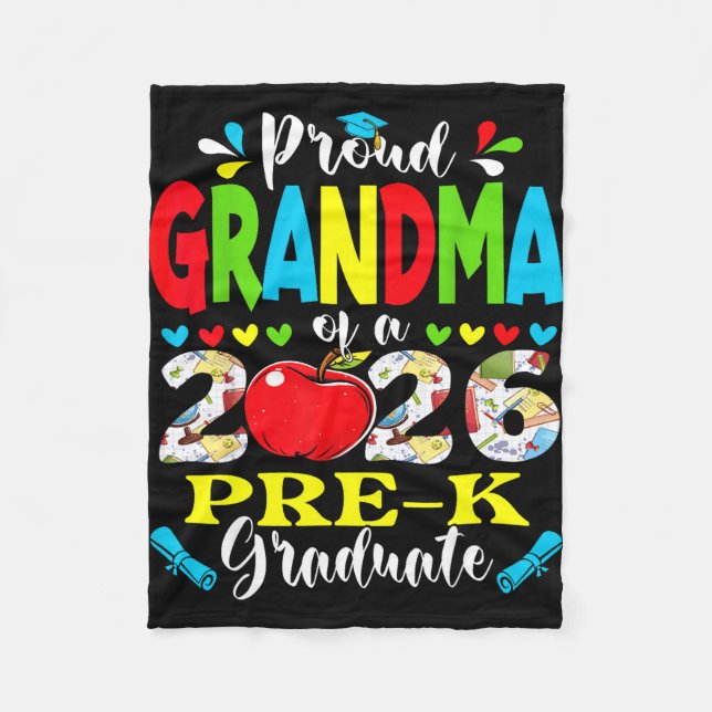 Proud grandma of 2026 pre-k graduate mothers day fleece blanket (Front)