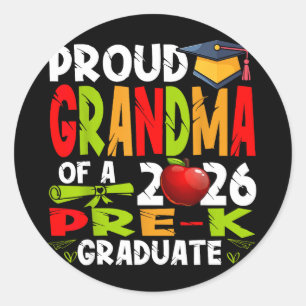 Proud grandma of 2026 pre-k graduate mothers dayPr Classic Round Sticker