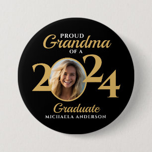 Proud Grandma of a 2024 Graduate Photo & Name 7.5 Cm Round Badge