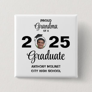 Proud Grandma of a 20xx Graduate Black and White 15 Cm Square Badge