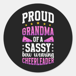 Proud Grandma Of A Cheerleader Grandmother Cheer G Classic Round Sticker